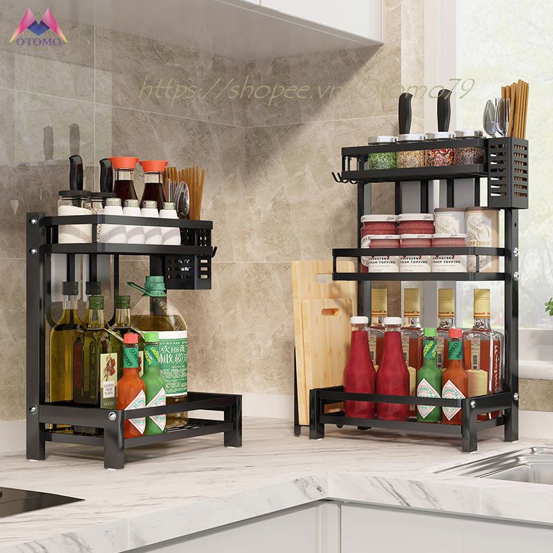 Kệ Để Gia Vị Nhà Bếp Thế Hệ Mới, Hàng Loại 1 FULL Phụ Kiện