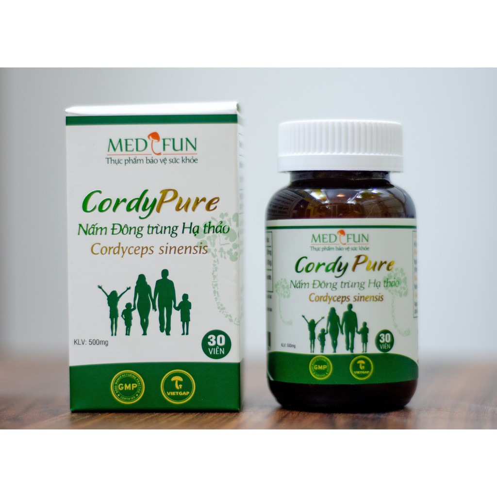 Đông Trùng Hạ Thảo Tây Tạng Cordypure Chính Hãng (Cordyceps Sinensis) Viên Nang Loại 30 Viên