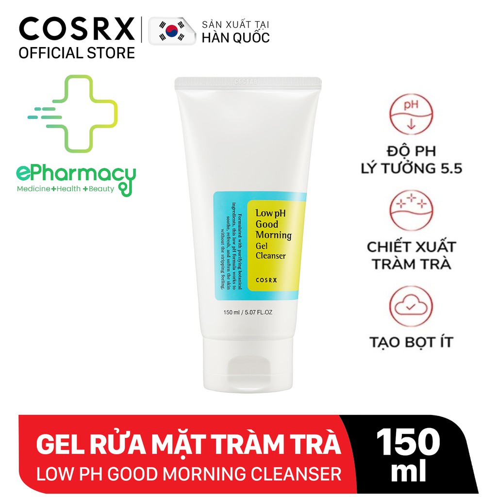 Sữa Rửa Mặt Cosrx Low pH Good Morning Gel Cleanser - Gel rửa mặt Cosrx tràm trà dịu nhẹ 150ml