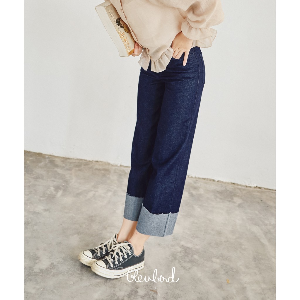 BLEUBIRD quần bò gập gấu denim Rewind Jeans