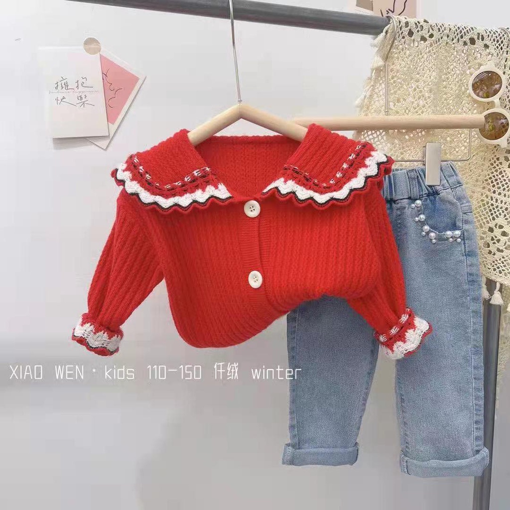 Áo len cadigan xinh cho bé gái size 110-150-mã AG408