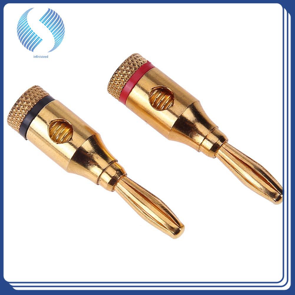 Whitelotous 2pcs Gold-Plated Plugs Musical Audio Speaker Cable Wire DIY Connectors