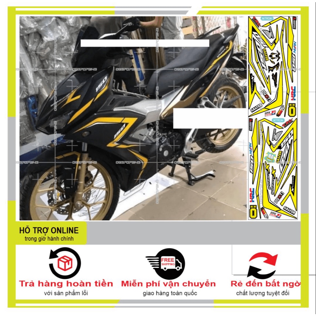TEM XE WINNER X VÀNG ĐEN DÁN XE ĐEN -- SHIN DECAL 2