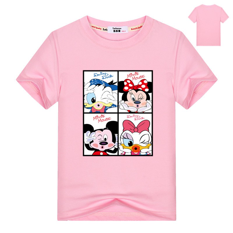 Áo thun tay ngắn họa tiết Mickey Minnie Mouse dành cho bé