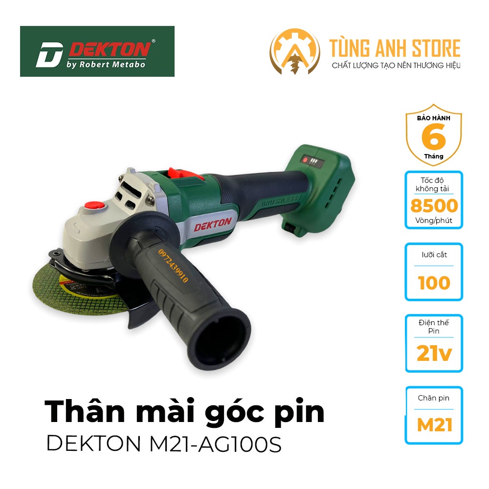 Thân Máy Mài Góc Dùng Pin DEKTON M21-AG100S Chân Pin Phổ Thông