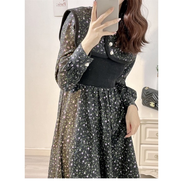 Váy len hoa vintage Vero moda