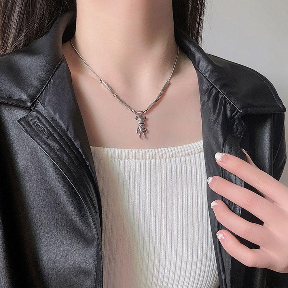 Vòng cổ Choker Mặt Hình Gấu Phong Cách Punk Hip Hop Cho Nữ