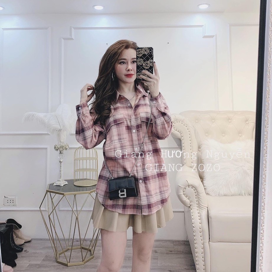 Áo sơ mi kẻ unisex 💎SALE💎 chất liệu nỉ họa tiết caro to dáng dài form rộng ống tay dài | BigBuy360 - bigbuy360.vn
