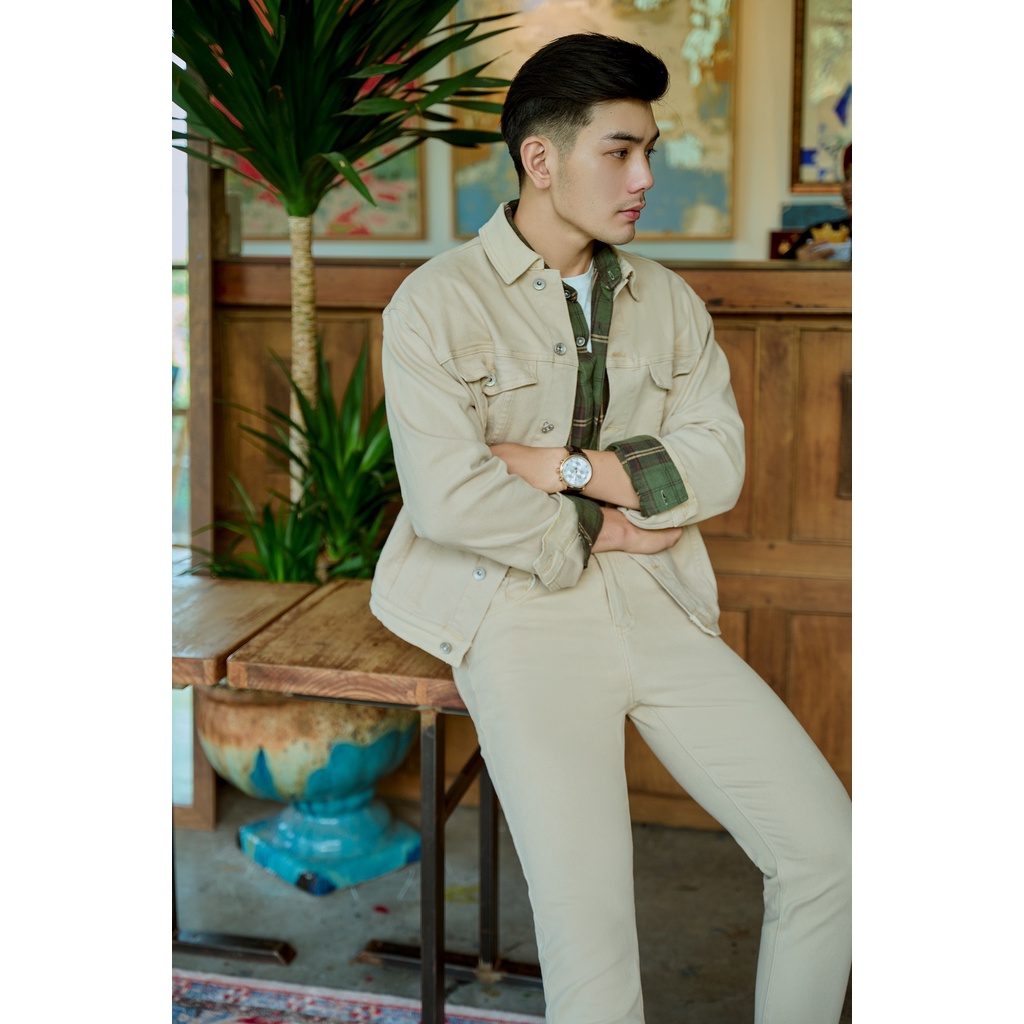 Áo Khoác Jean Americus Gosani AG17 Phong Cách Màu Beige