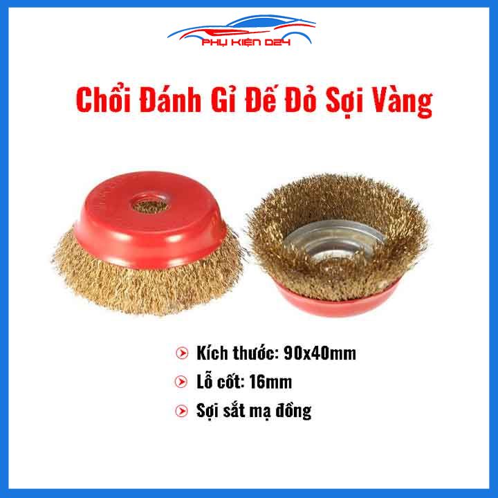 Chổi đánh gỉ sắt mạ đồng đế đỏ, lưỡi mài chà đánh gỉ cao cấp