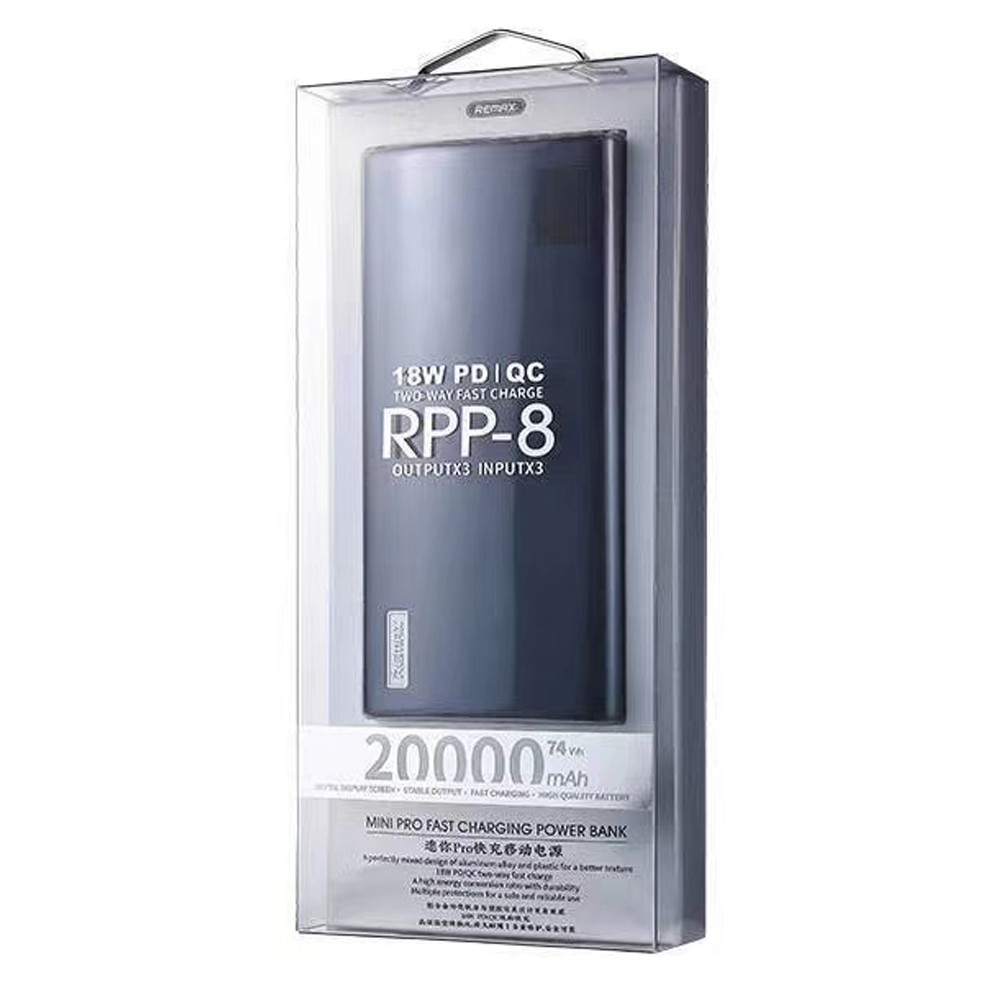 Pin dự phòng Remax RPP-8 20000mAh Sạc nhanh QC 3.0 và PD 18W tích hợp 3 cổng USB