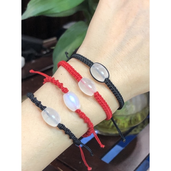 Vòng tay lu thống đá mặt trăng  tết dây may mắn-Minh Tâm Jewelry