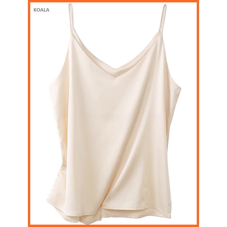 Áo 2 dây lụa hàn cao cấp KOALA, áo lụa 2 dây Vintage siêu xinh - HD04