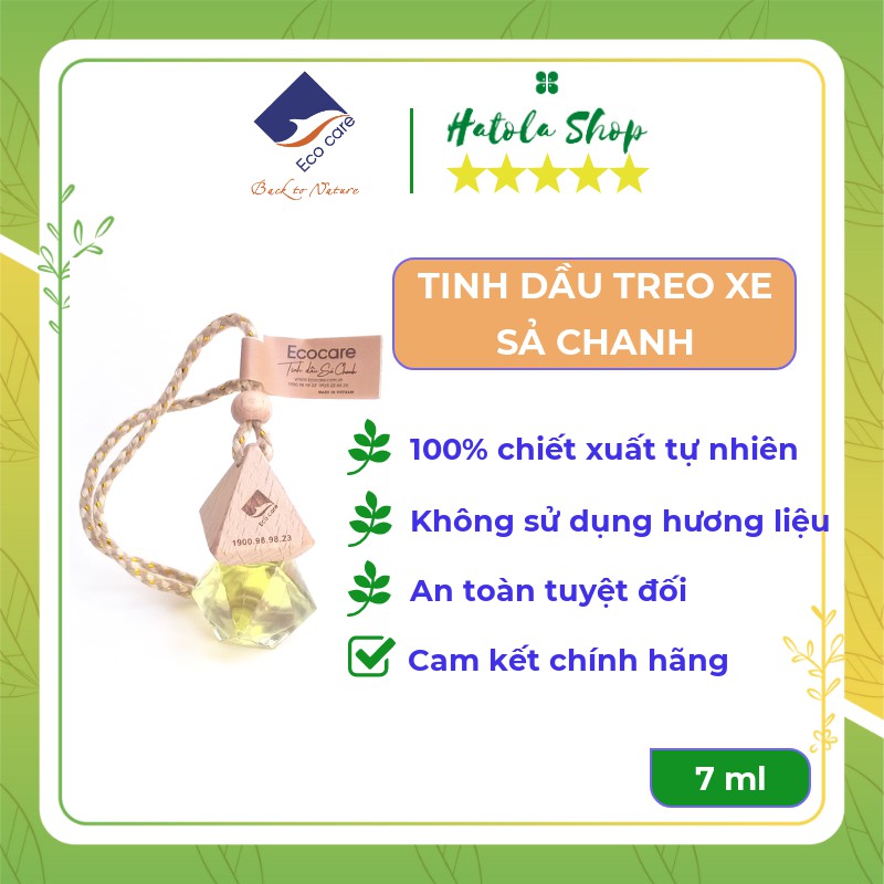 Tinh Dầu Treo Xe Ô Tô Cao Cấp Ecocare 7ml, Tinh Dầu Thơm Xe Hơi 100% Nguyên Chất Tự Nhiên, An Toàn Cho Sức Khỏe