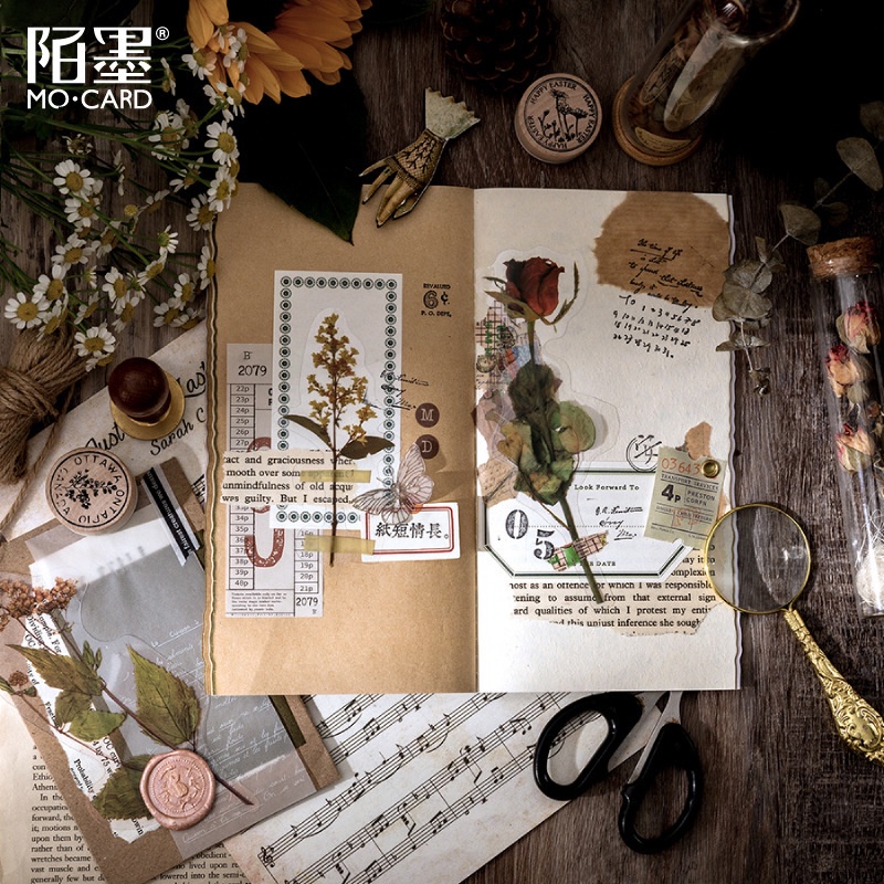 Sticker vintage dán sổ mẫu hoa khô HD220-K56 DIY Crafts, Scrapbook, Journal, Diary, Planner, Wal Seal Ect