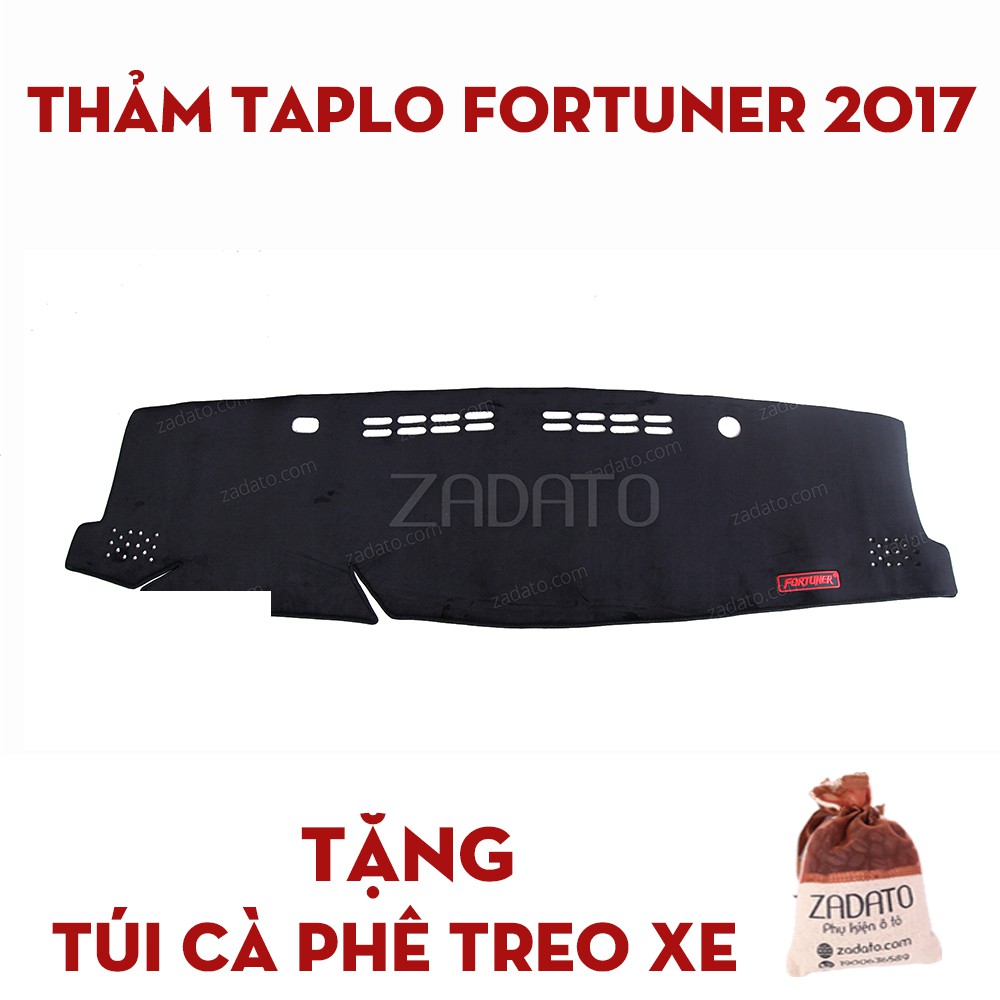 Thảm Taplo Toyota Fortuner - Thảm Chống Nóng Taplo Lông Cừu - TẶNG: Túi Cafe Treo Xe