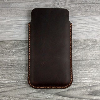 Bao da rút iphone 7 plus / 8 plusclassic da bò sáp màu nâu đất