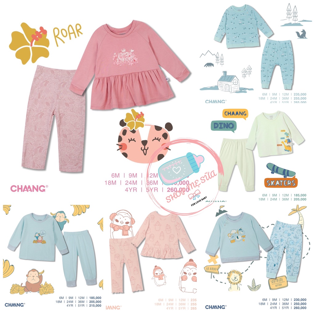[XẢ HÀNG] CHAANG Bộ dài tay cho bé 6 tháng đến 5 tuổi