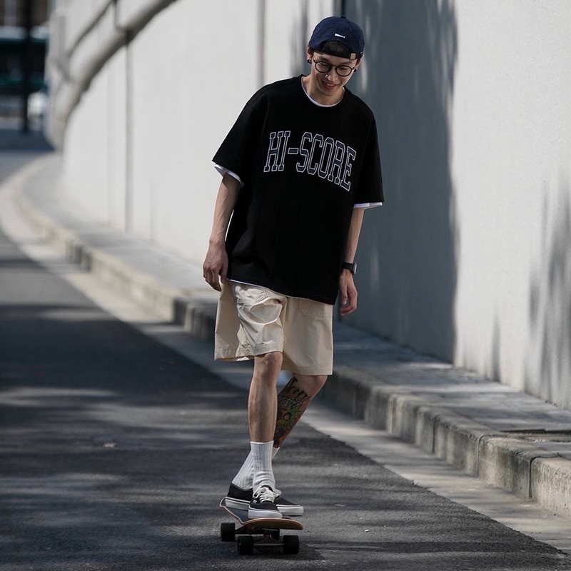 Áo thun tay lỡ nam nữ,in chữ Score 2 màu