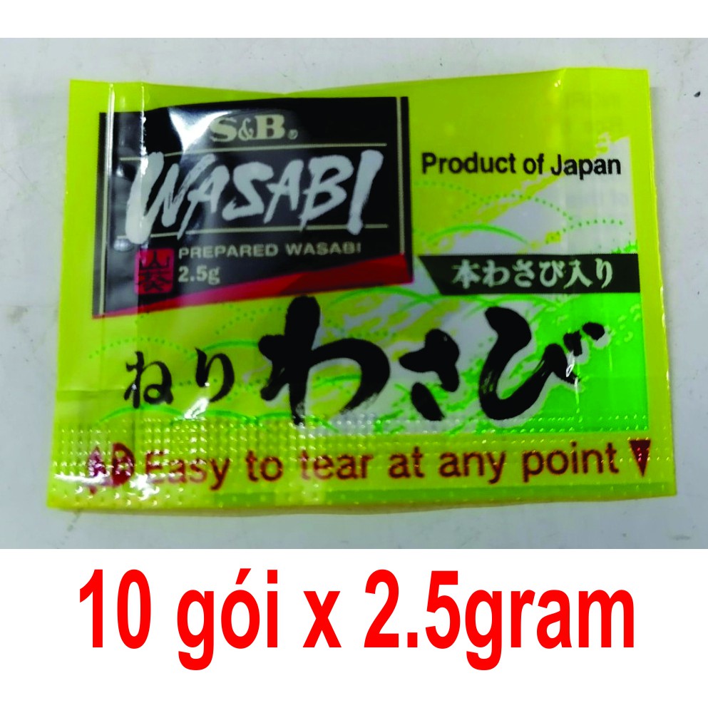 [10 gói x 2.5g] Gia vị mù tạt xanh wasabi [Japan] S&amp;B Prepared Wasabi Sachet (hty-hk)