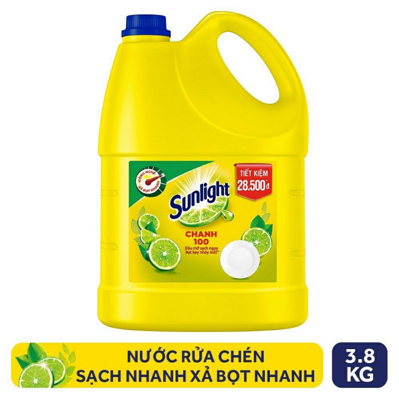 Nước rửa chén sunlight 3.6kg hương thiên nhiên muối khoáng lô hội