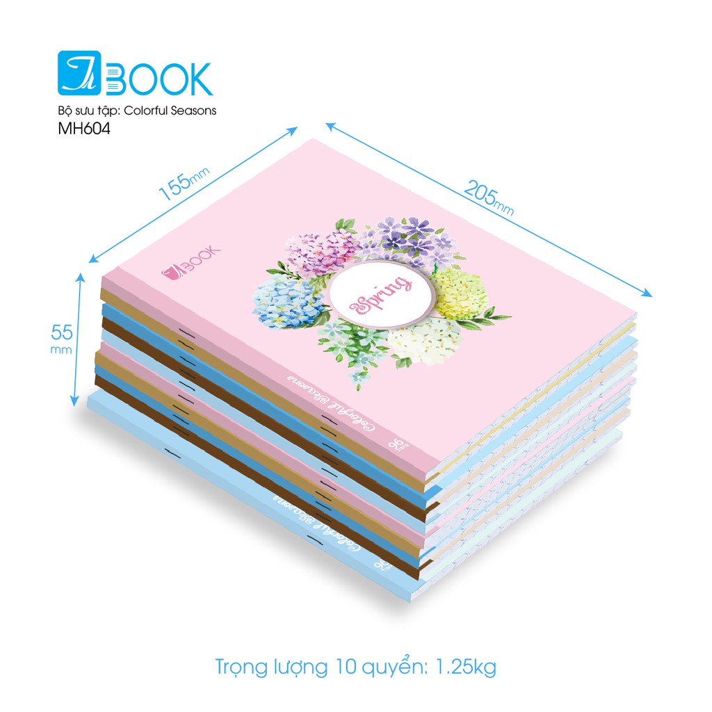 10 cuốn Tập Colorful Seasons hiệu Tabook, 96 trang ruột 70