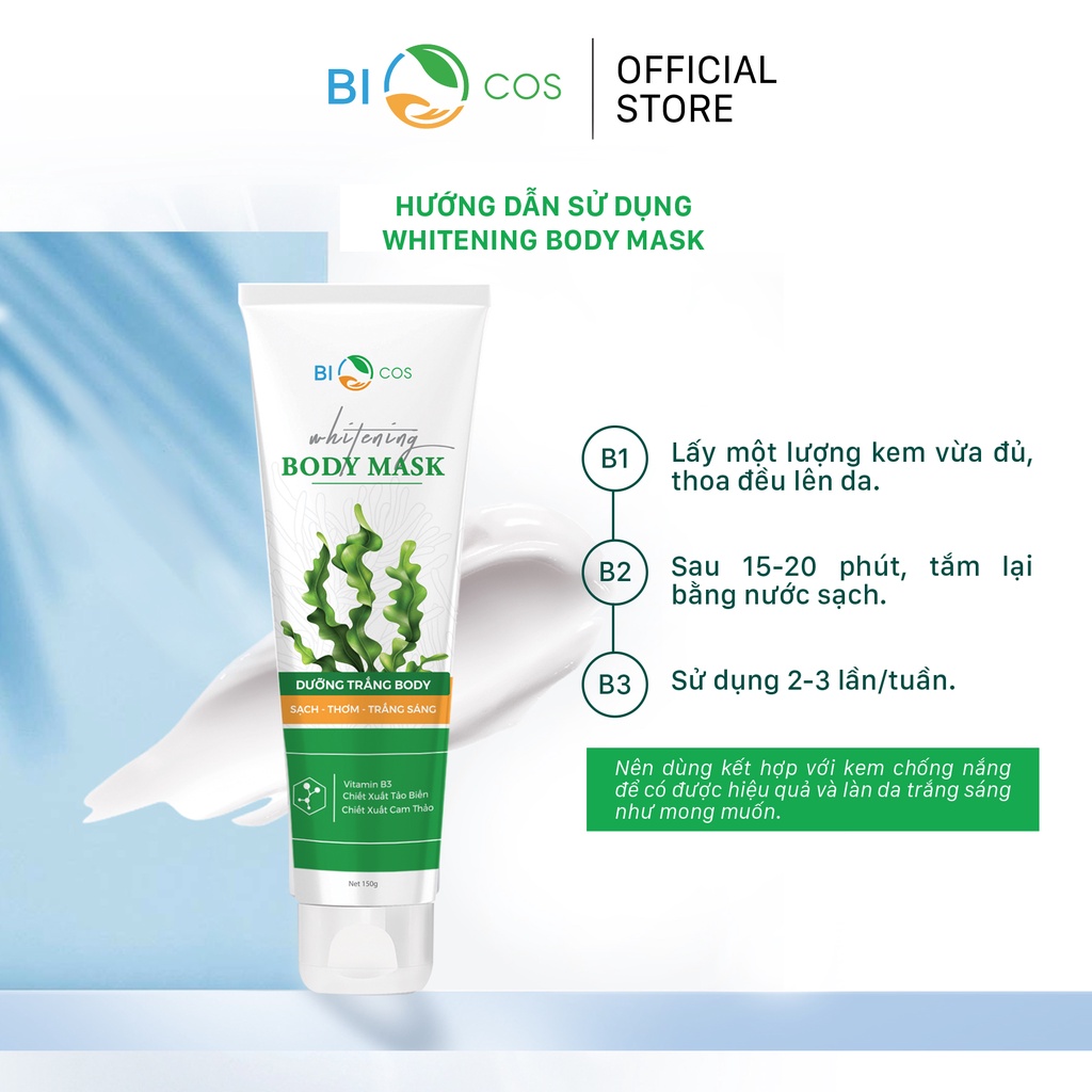 Kem Dưỡng Toàn Thân BIOCOS Whitening Body Mask 150g - Dưỡng Thể Da Trắng Sáng