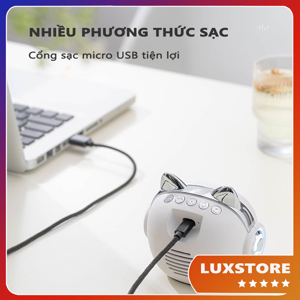 ĐỒNG HỒ BÁO THỨC, ĐỒNG HỒ ĐỂ BÀN MÈO ÂM NHẠC KIÊM LOA BLUETOOTH – LUXSTORE