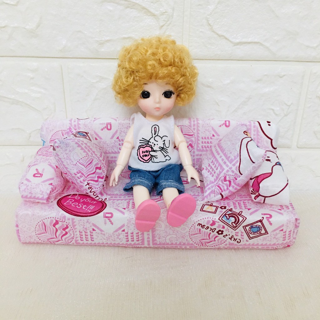 Ghế sofa cho búp bê barbie kèm gối tựa