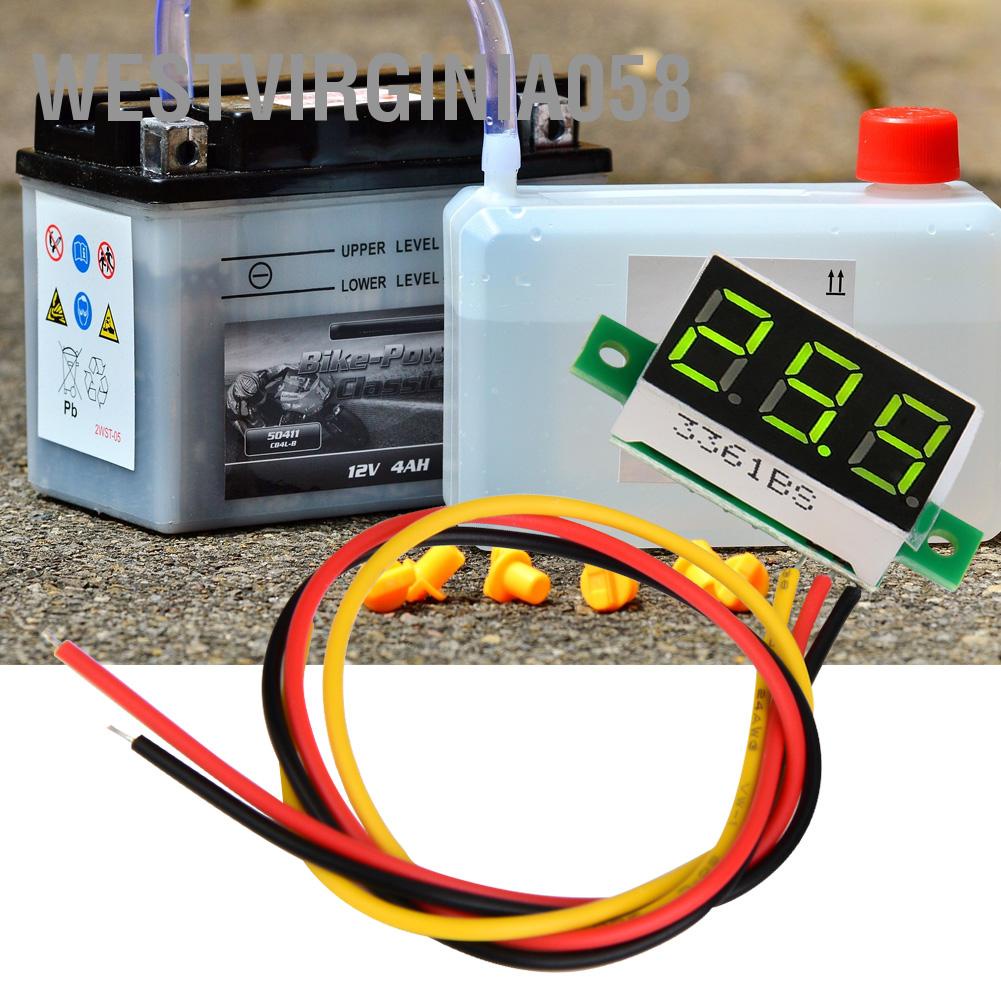 Westvirginia058 Digital Voltmeter 0.36inch Three Wire 0-100V LED Display Voltage Meter Waterproof
