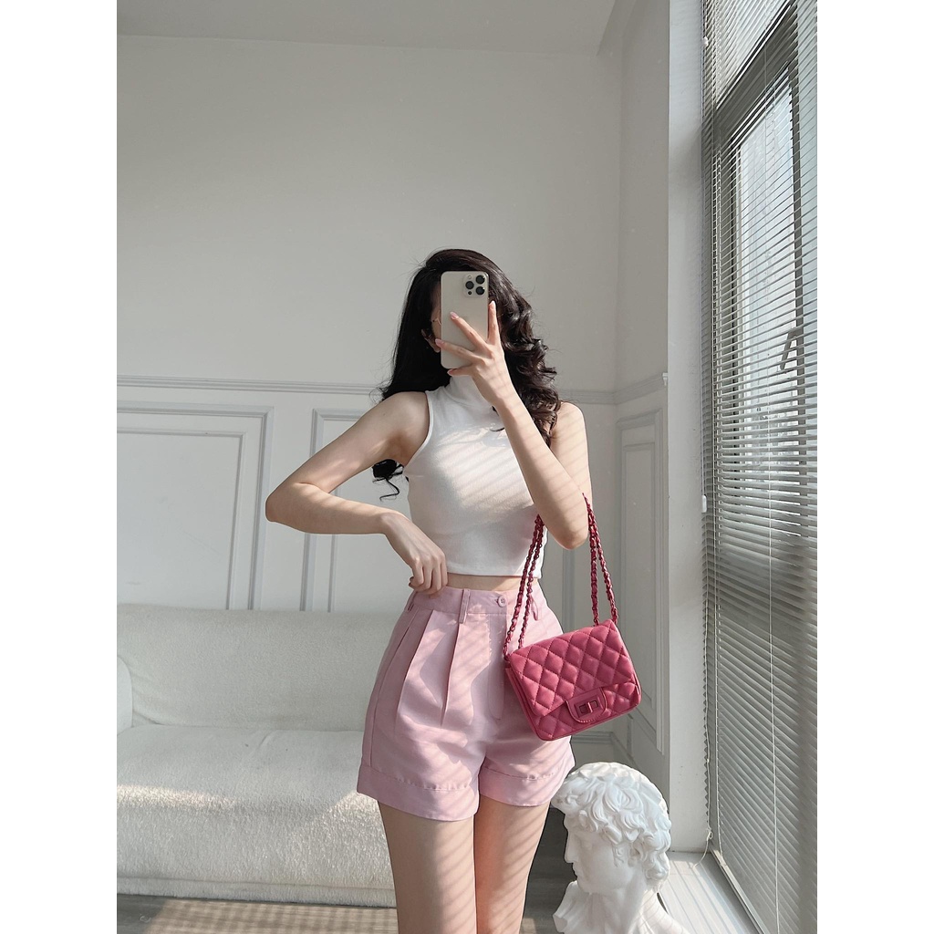 Áo croptop cổ lọ sát nách HEYBEE chất thun tăm gân siêu co giãn mềm mịn - EDEN SLEEVELESS TOP HAT10