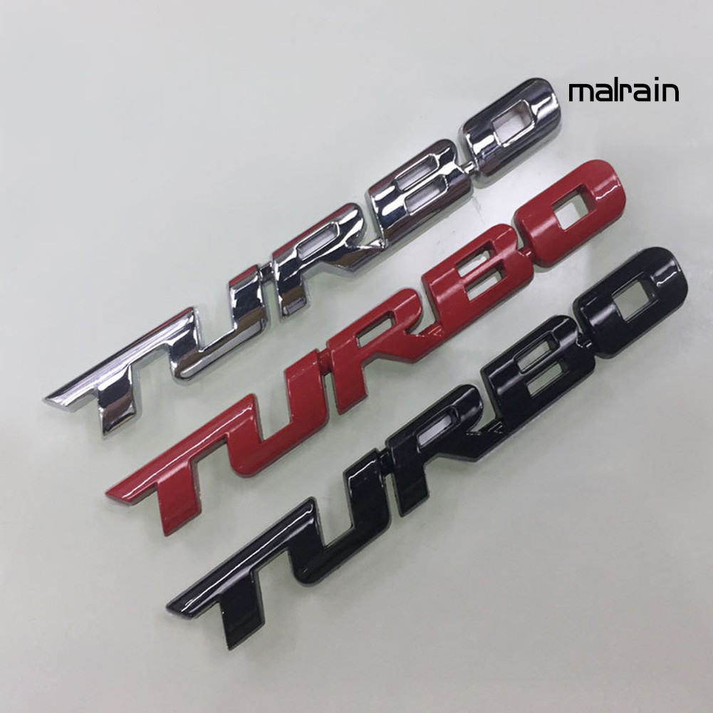 Miếng dán trang trí xe hơi chữ TURBO 3D bằng kim loại