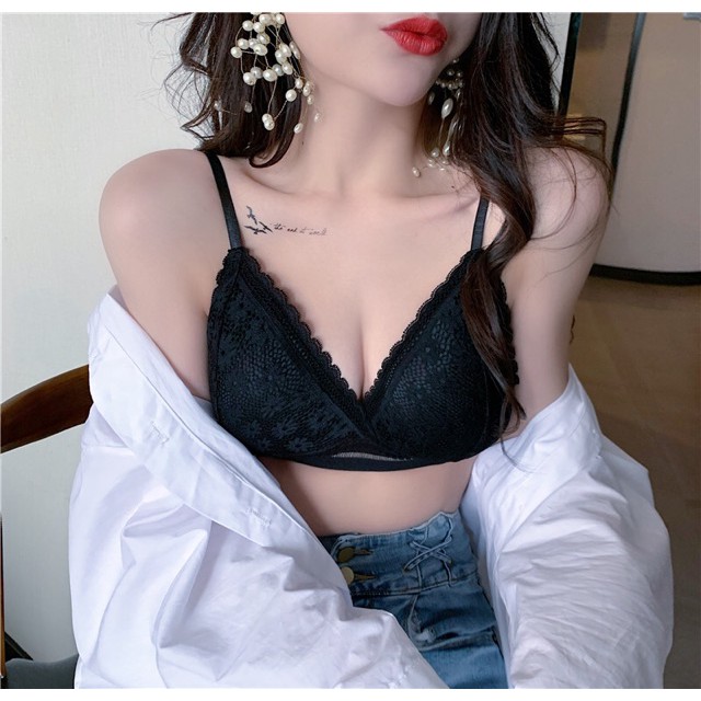 Áo lót nữ, Áo Bra Ren Hoa Mini Mút Mỏng Cài Sau không gọng đệm mỏng - BRA 7338
