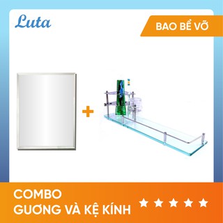 [BAO BỂ VỠ] Combo 02: Gương chữ nhật 45x60 GS02 và kệ kính KK01 dài 50cm, dày 10 ly