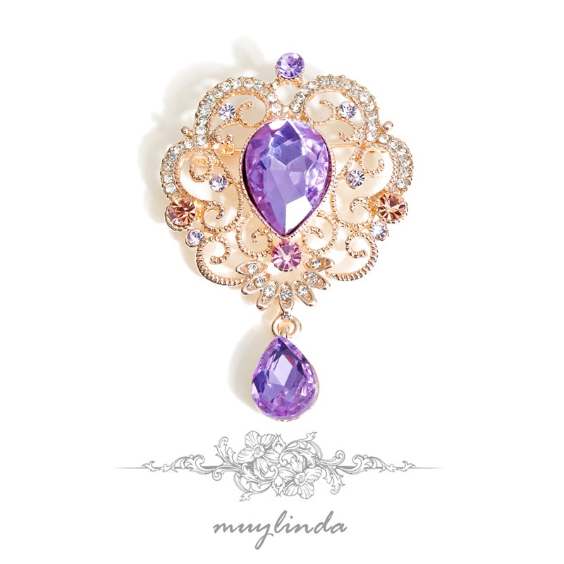 Trâm Cài Áo Hình Giọt Nước Đính Đá Pha Lê Phong Cách Baroque Thời Trang