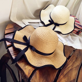 Mũ cói rộng vành  NƠ ĐEN T30MC đi biển, nón đi biển thời trang chất liệu cao cấp