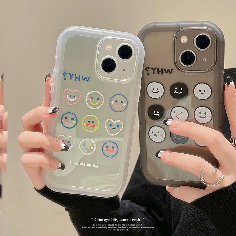 Ốp Điện Thoại Trong Suốt Họa Tiết Mặt Cười Dễ Thương Dành Cho IPhone 12 13 11 Pro Max X Xs Max Xr 7 8 Plus