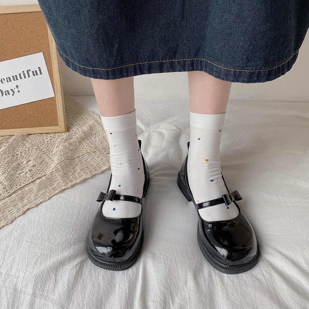 Giày búp bê nữ giayBOM phong cách vintage đế cao 2 cm B1182