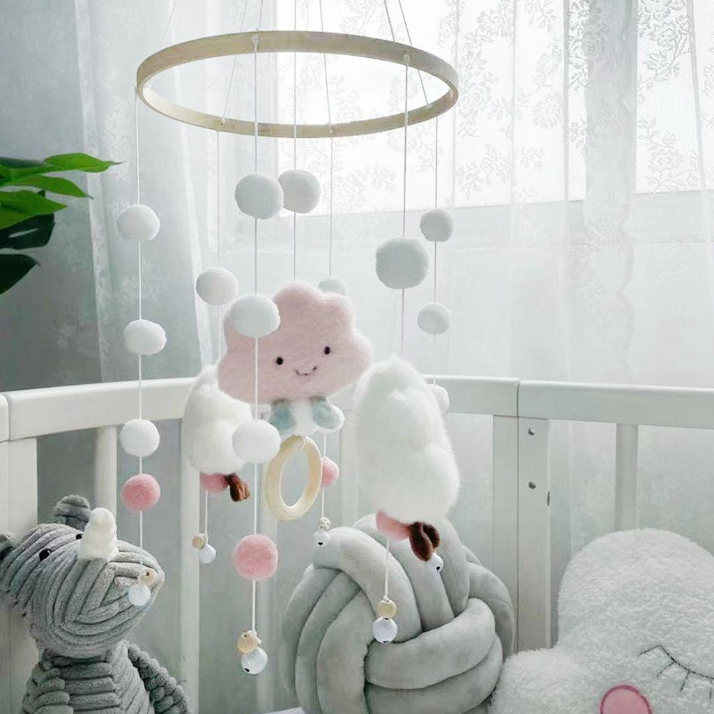 1 Bộ Chuông Gió Hình Đám Mây Bằng Vải Nỉ Dễ Thương Treo Trang Trí Phòng Bé