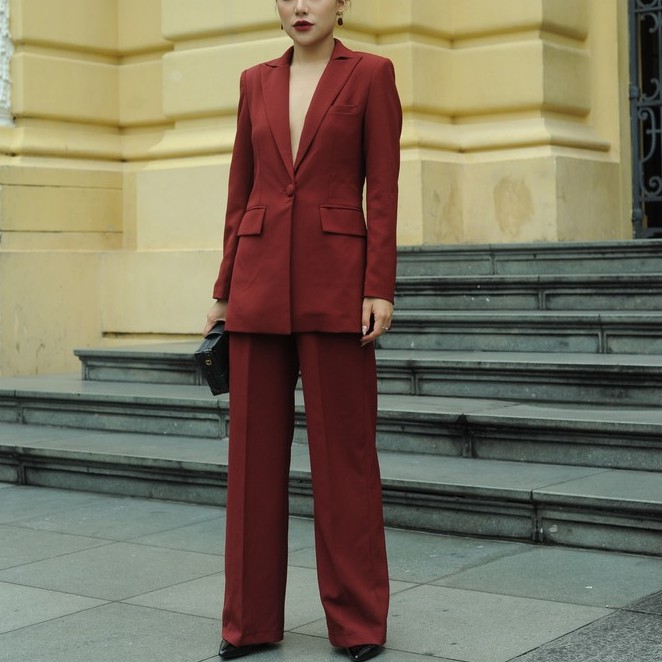 Áo blazer nữ đỏ chiết eo có đệm vai Hoankiem Blazer | BigBuy360 - bigbuy360.vn