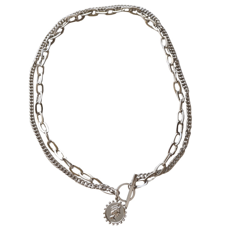 Dây chuyền hai vòng mặt họa tiết đầu người độc đáo thời trang 22802