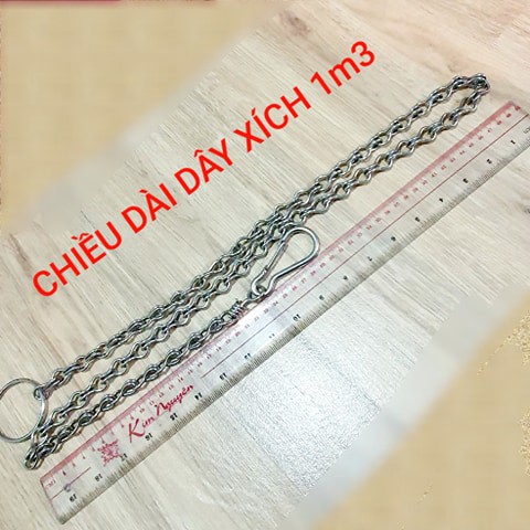 Vòng Cổ Inox Cho Thú Cưng Lớn Dài 1m3 Móc Khóa 7cm