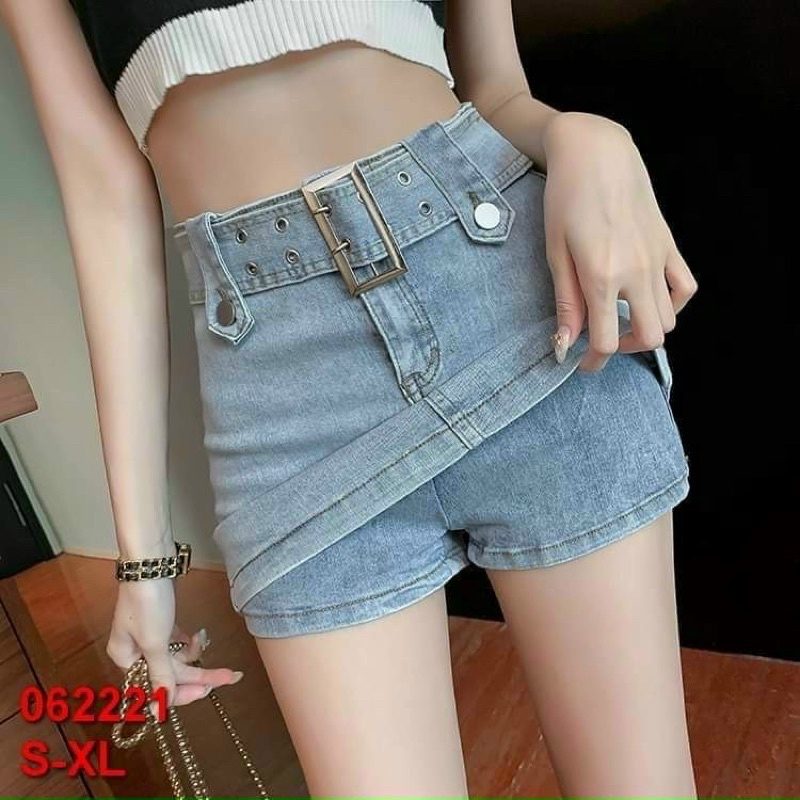 Váy Jean đai nịt, Chân váy jean ngắn eo cao phong cách thời trang cho nữ ☘️☘️☘️LY alohashop91