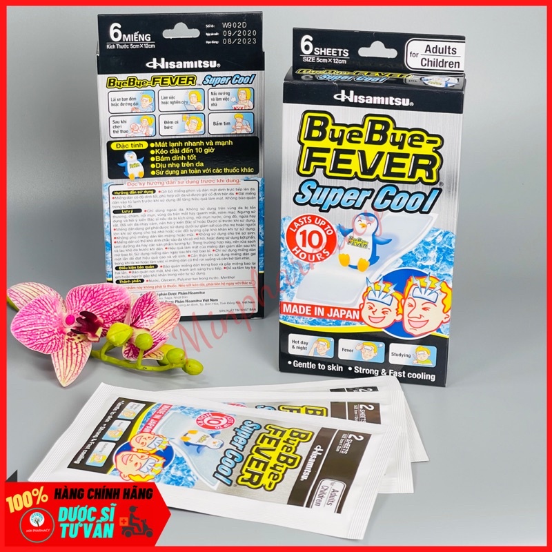 Miếng dán hạ sốt nhanh cho người lớn Hisamitsu Bye Bye-Fever Super Cool (6 miếng/hộp) - Minpharmacy