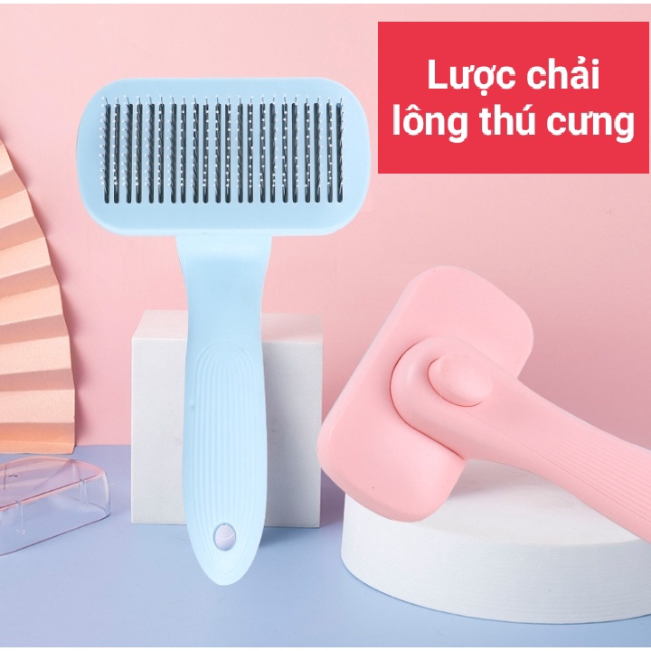 [HCM] Siêu phẩm Lược chải lông chó mèo thế hệ mới lấy lông rụng giúp Boss thư giãn - cải tiến nút bấm lấy lông tiện lợi.