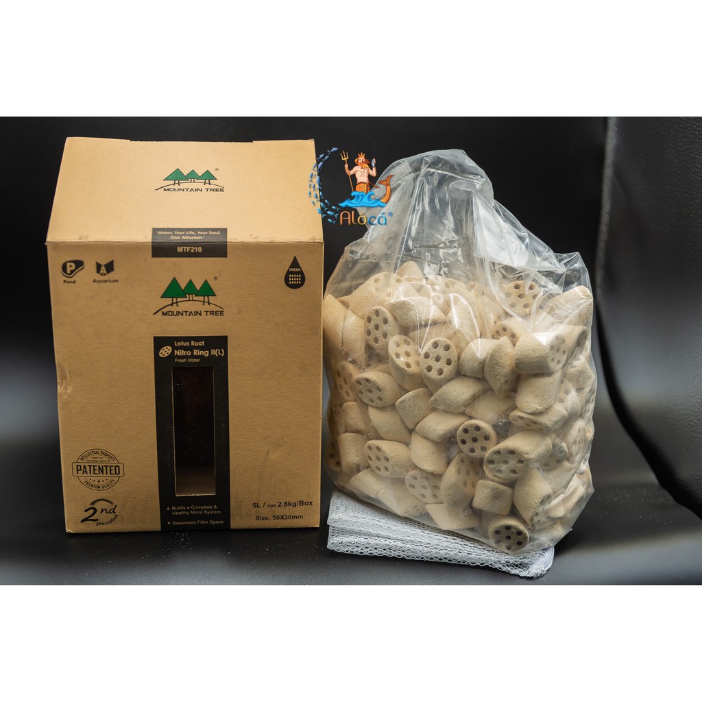 Hộp 5L sứ lọc Mountain Tree Nitro Ring 2 củ sen cắt lát vật liệu lọc cao cấp khử NO2 nuôi vi sinh