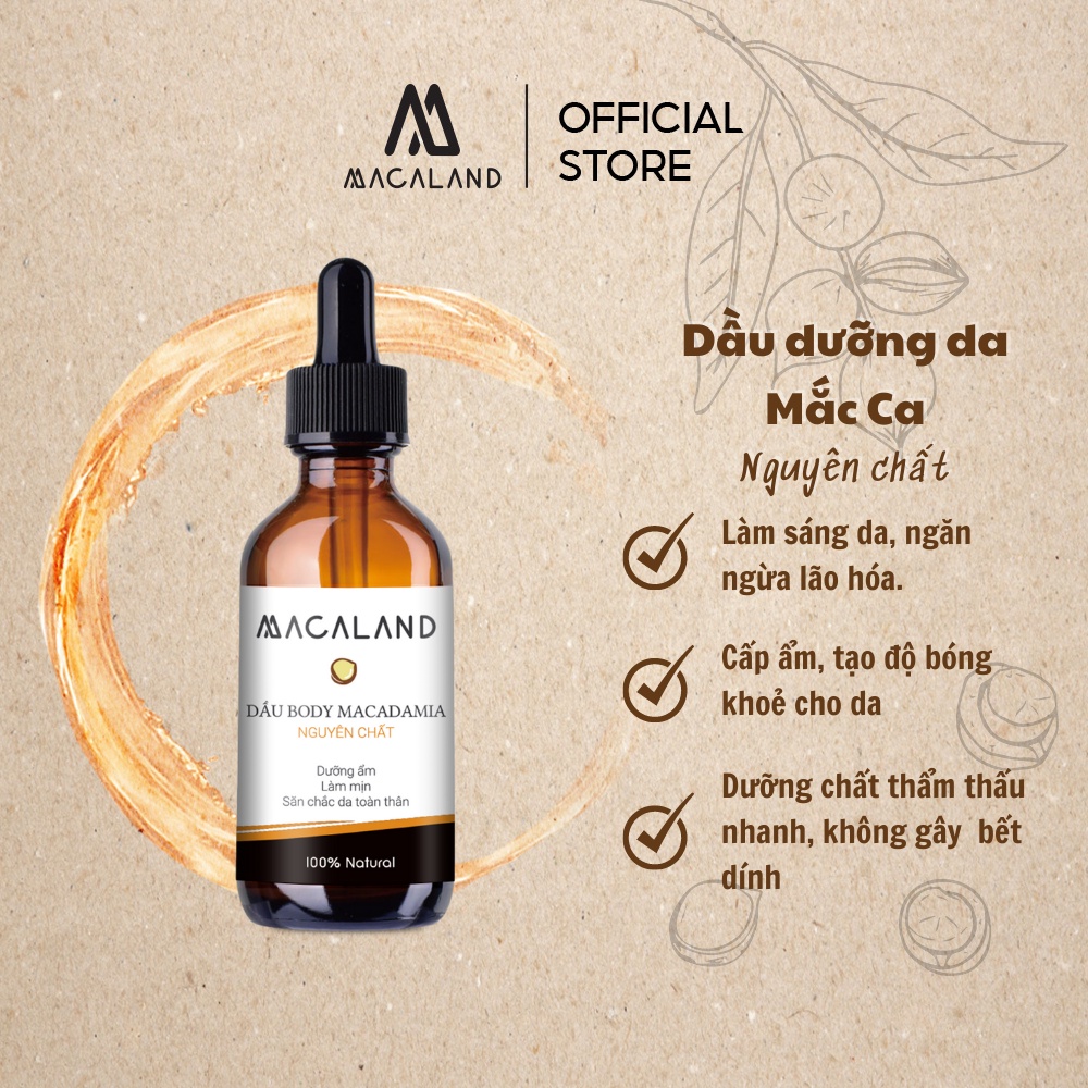 Dầu massage body tinh dầu Mắc Ca nguyên chất MACALAND 50ml dưỡng ẩm và bảo vệ da ngăn ngừa lão hóa