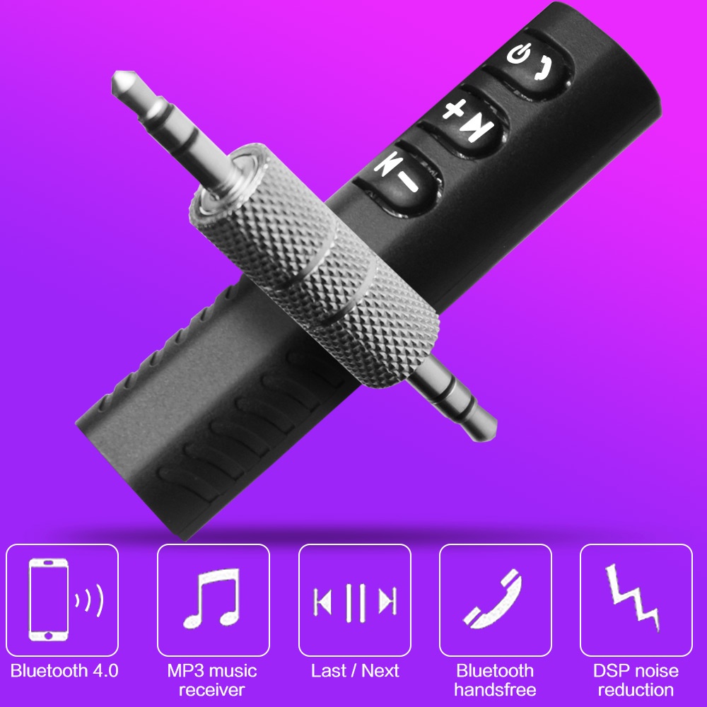 Thiết bị nhận âm thanh bluetooth có micro và nút điều khiển âm lượng tiện lợi cao cấp dành cho xe hơi