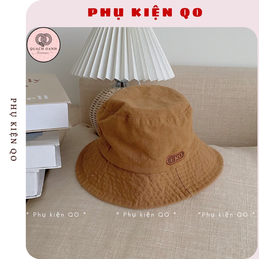Mũ bucket vành cụp ❤️ Nón tai bèo thêu EKO chất Kaki Thô Cao Cấp - MU09