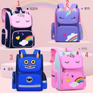 Balo trẻ em, balo chống gù, chống thấm nước siêu nhẹ hoạ tiết unicorn - blu